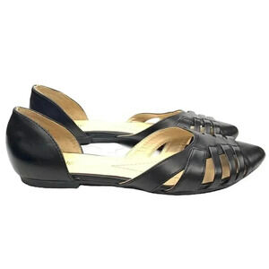 Nicole Ziva ballet flats sz 8.5 black faux leather pointy toe vegan balletcore